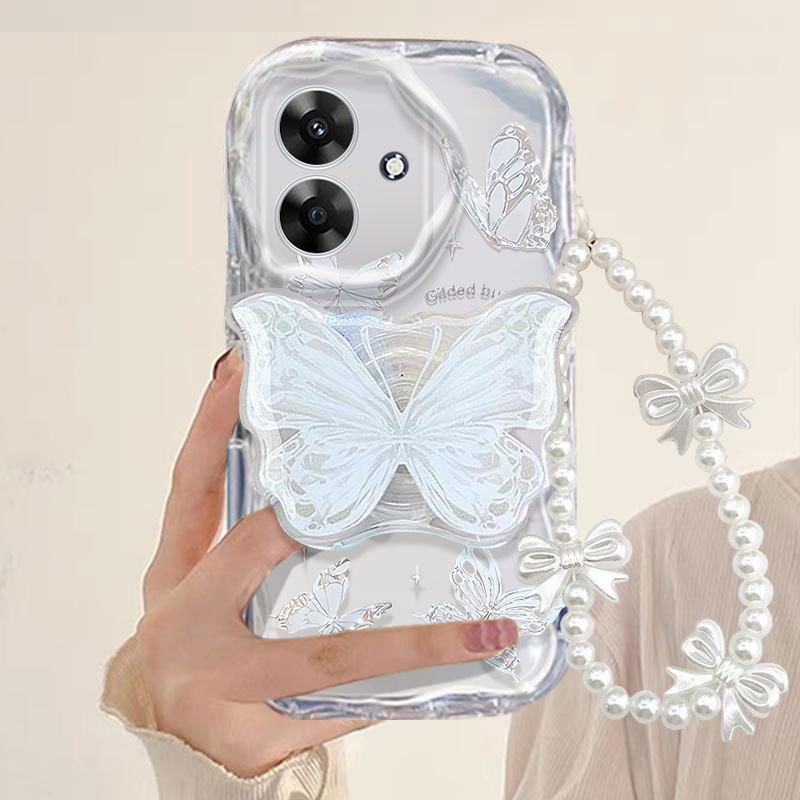 กรณีrealmeหมายเหตุ60 C75 C65 C63 C61 GT 6T C67 C55 C53 C31 C51 C30 C35หมายเหตุ50 Realme C21Y Realme C15 5S 5I C2 Narzo 50A Primeสวยผีเสื้อสีขาวกันกระแทกTPUโพธิ์สีขาวกันกระแทก