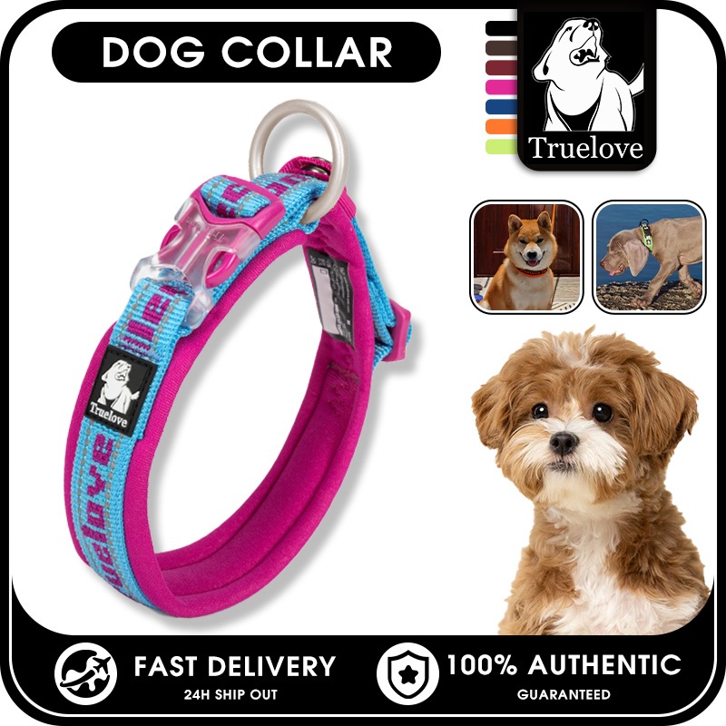 TRUELOVE ปลอกคอสุนัข ปลอกคอสัตว์เลี้ยงไนลอนสะท้อนแสงเพื่อความปลอดภัยปรับได้สําหรับสุนัขขนาดกลางขนาดเล็ก