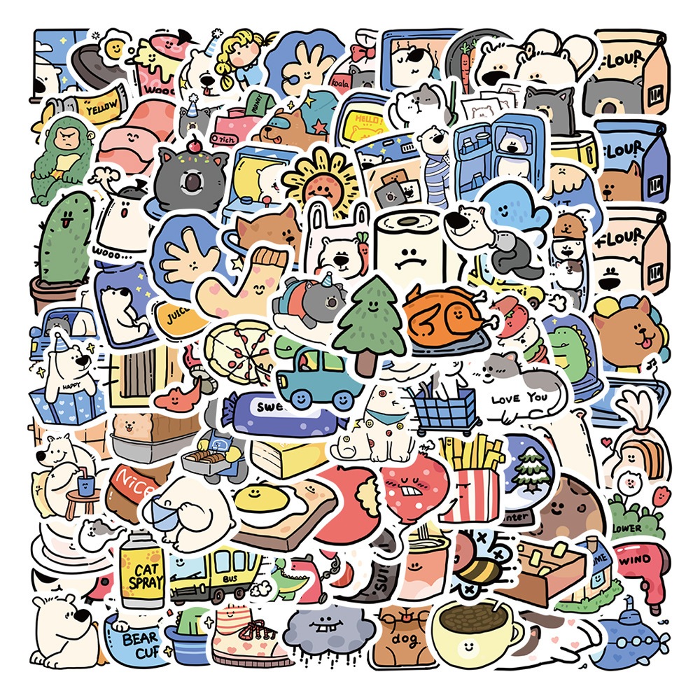 [Coisíní] 100 ชิ้นการ์ตูนสัตว์สติกเกอร์ Diy กระเป๋าเดินทางคู่มือแล็ปท็อปตกแต่งสติกเกอร์กันน้ํา Diy สติกเกอร์