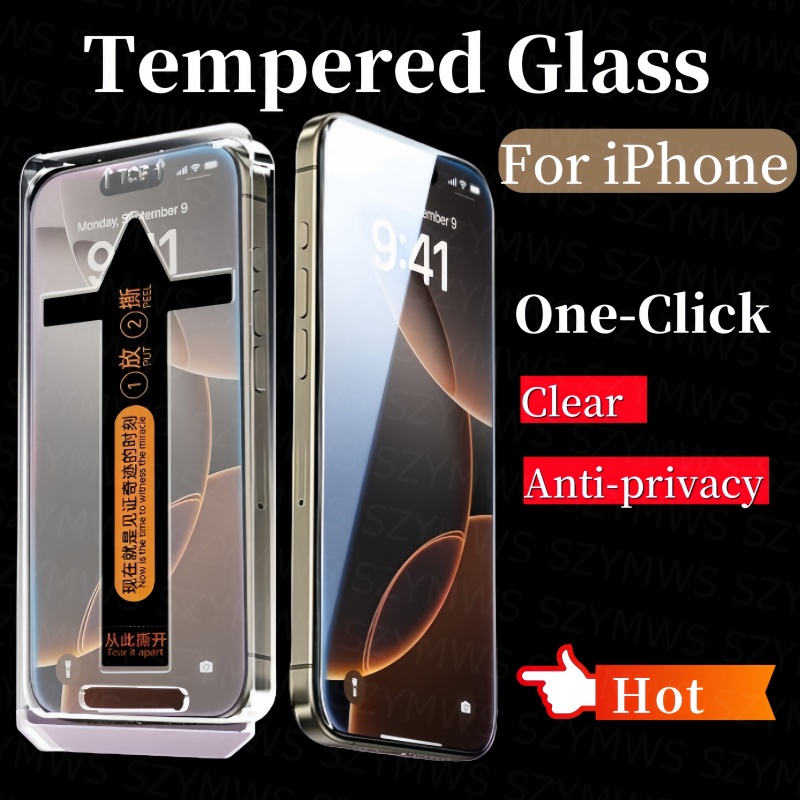 2 ชิ้น HD Anti-Spy ความเป็นส่วนตัวกระจกนิรภัยสําหรับ iPhone 16 15 14 13 Pro Max ติดตั้งง่ายป้องกันหน้าจอคลุมทั้งหมดสําหรับ iPhone 16 15 14 Pro Plus