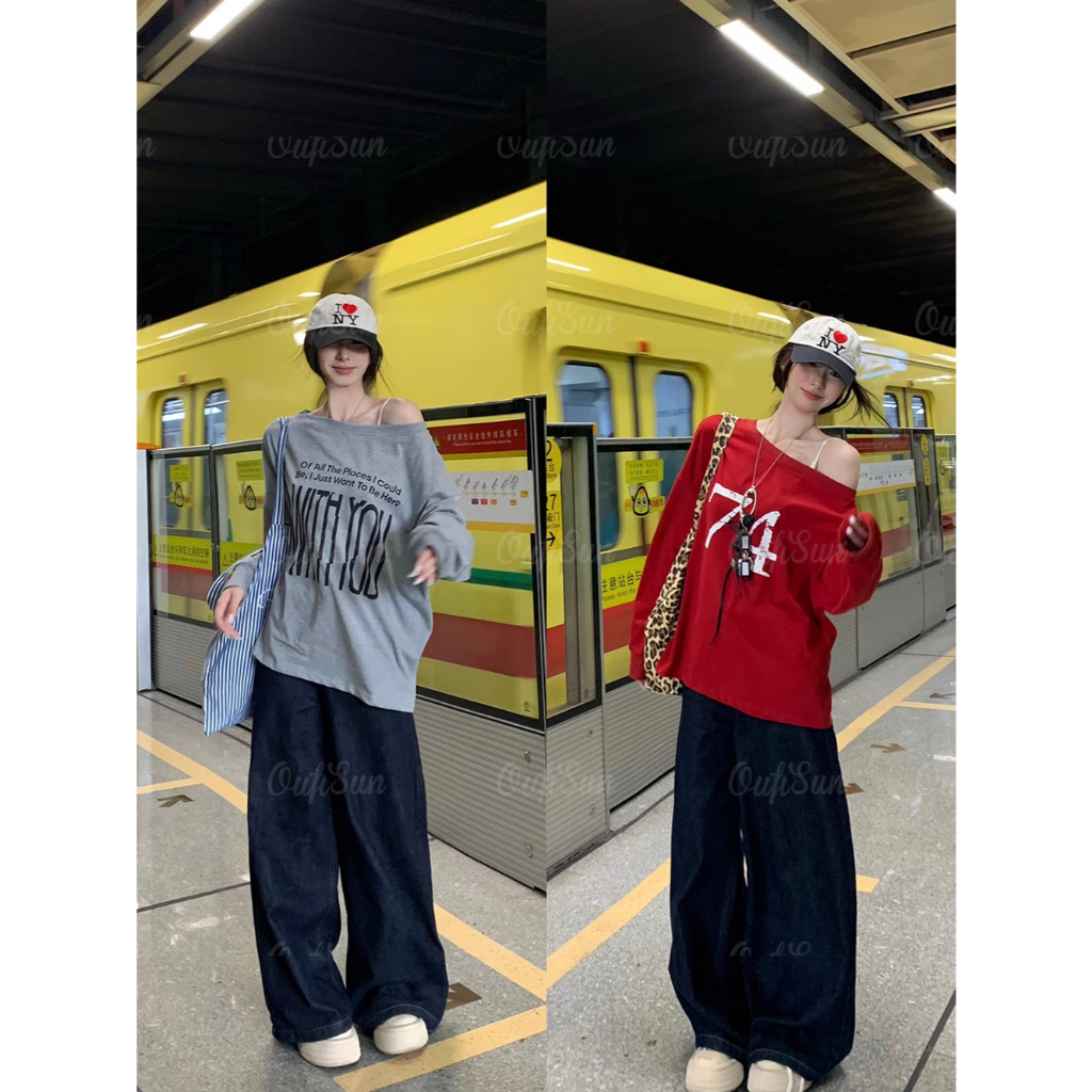 สไตล์เกาหลี เสื้อสเวตเตอร์เปิดไหล่แขนยาวแบบพลิกกลับได้ เลขที่.74 ฤดูใบไม้ร่วงแฟชั่นหลวมเสื้อปิดไหล่สําหรับผู้หญิงเทรนด์สุดฮอต 2567