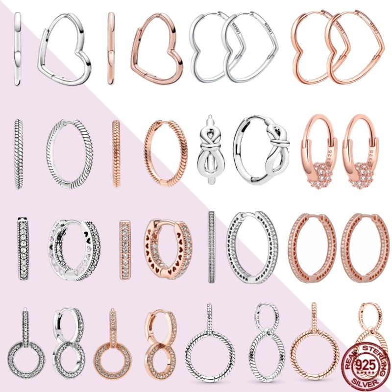 เงินแท้ S925 ต่างหูคู่รูปงู U-Shaped โซ่วันวาเลนไทน์