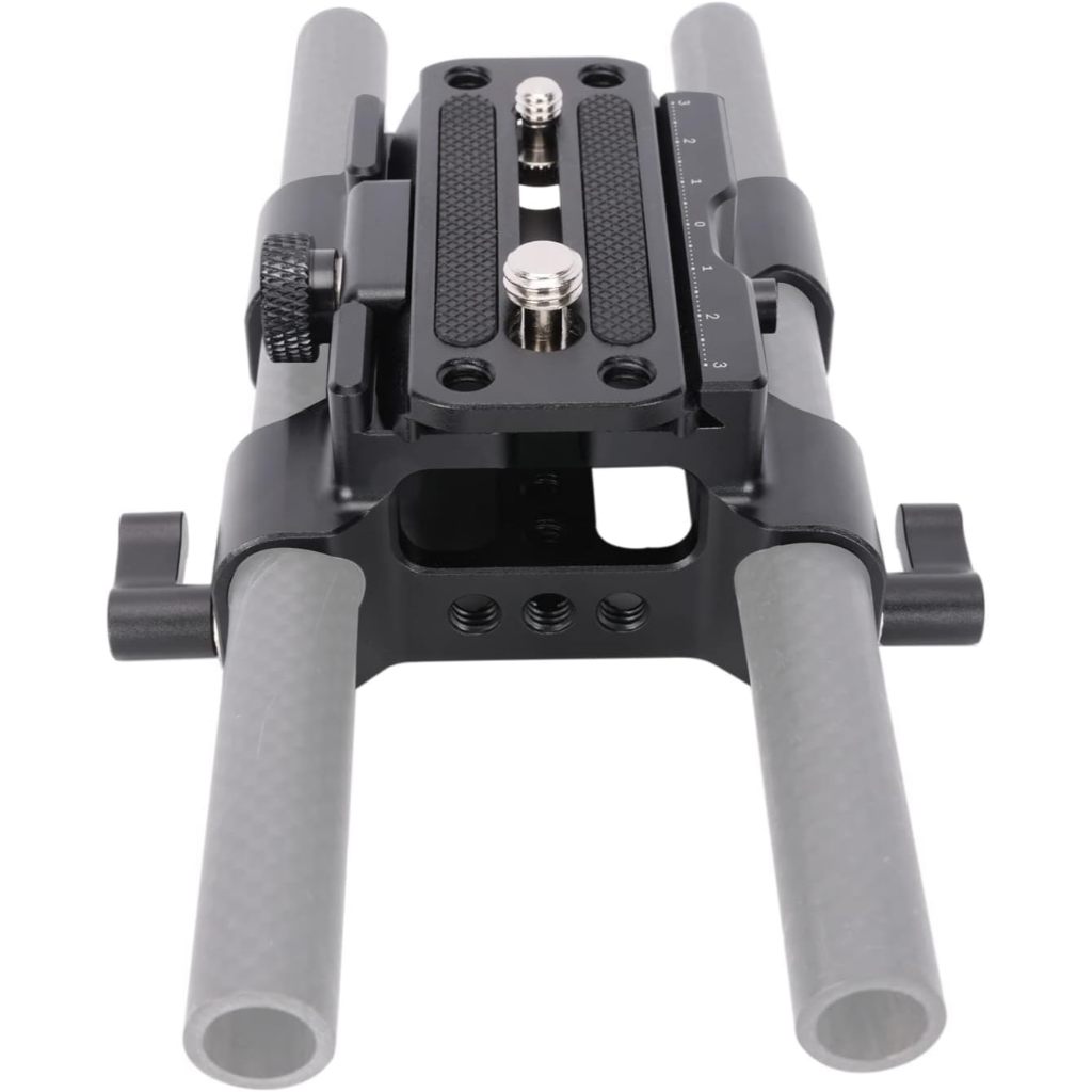 NICEYRIG 15mm Rod Rail Baseplate Quick Release for Arca-Swiss Standard, 2-in-1 DSLR Camera Base Plate Applicable for Tripod, Shoulder Rig, Follow Focus, Matte Box - 545