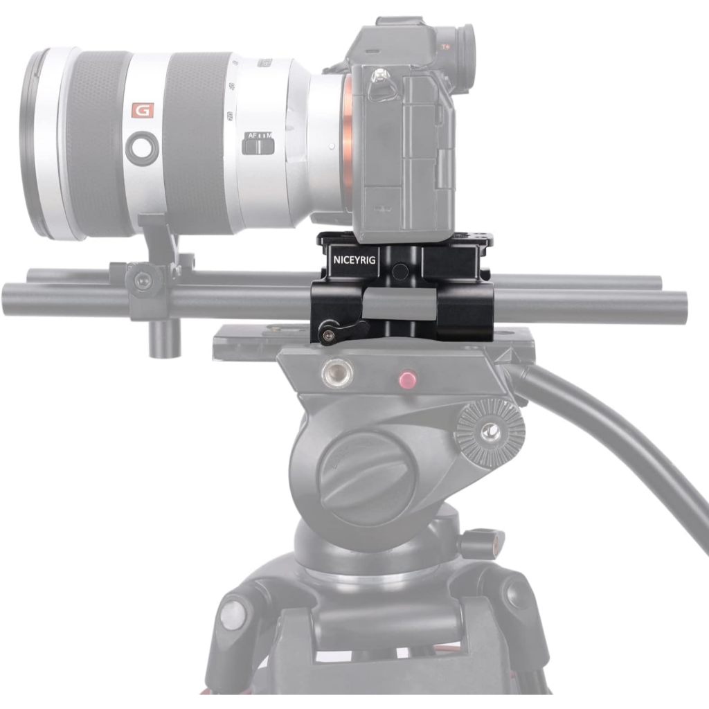 NICEYRIG 15mm Rod Rail Baseplate Quick Release for Arca-Swiss Standard, 2-in-1 DSLR Camera Base Plate Applicable for Tripod, Shoulder Rig, Follow Focus, Matte Box - 545