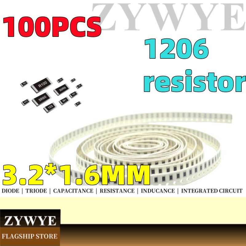 ตัวต้านทาน 100 ชิ้น 1206 ตัวต้านทานชิป 0R 2.2 R 4.7 R 3.3 R 100R 200R 330R 470R 1K 2K 3.3K 4.7K 5.1K