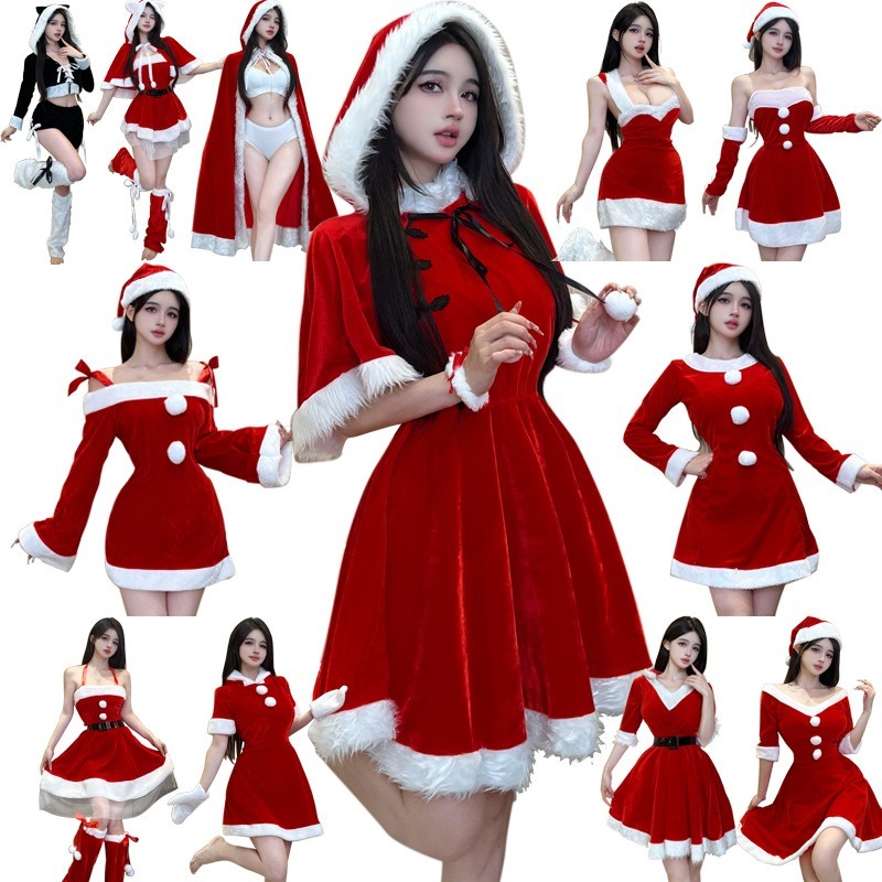 วัสดุกํามะหยี่สีทองคริสต์มาสเครื่องแต่งกายเซ็กซี่กระต่ายสาวเครื่องแต่งกายคริสต์มาสเครื่องแต่งกายไนท์คลับพรรคเครื่องแต่งกายประสิทธิภาพ เอสดีซ #