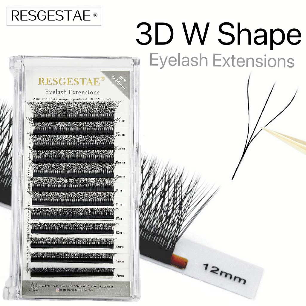 ขนตาปลอม W รูปร่าง 3D ส่วนขยายของขนตา Preformed Fan ขนตาธรรมชาติอ่อนนุ่ม