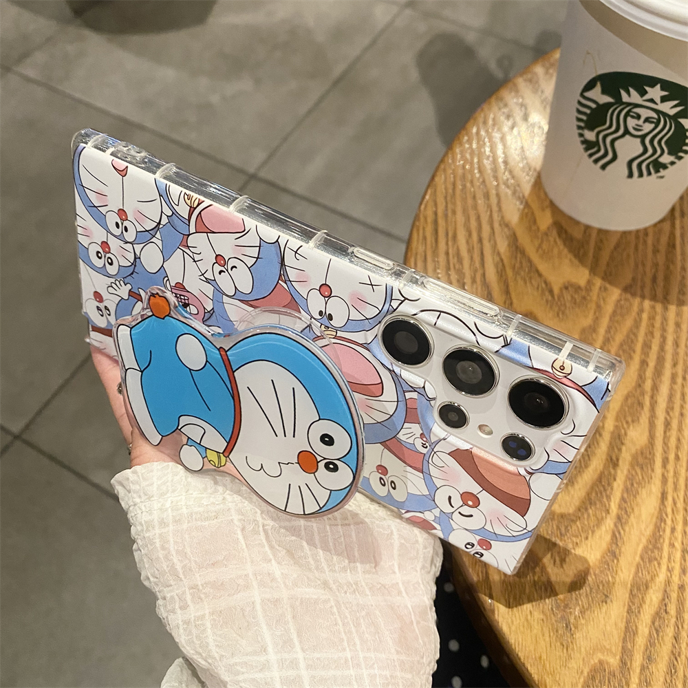 เคสวงเล็บการ์ตูน Laugh Doraemon สําหรับ Samsung Galaxy S25/S24/S23/S22/S21, Note10 Plus/Note20 Ultra, A34/A55/A35/A54/A73/A32/A52, TPU กันตก เคสมือถือซัมซุง