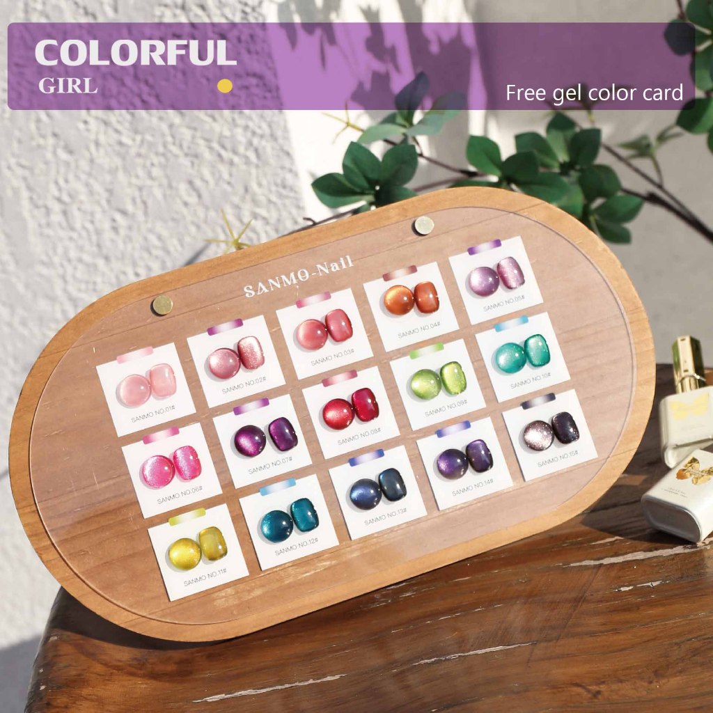 【พร้อมส่ง】16สี เจลหินอ่อนสีรุ้ง   สีเจลแคทอาย SANMO สี （ SANMO) สีเจล16สี   แถม ชาร์ทสี