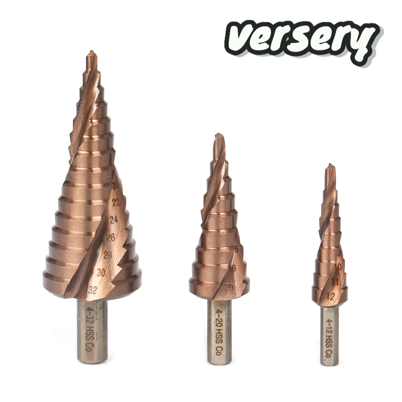 จัดส่งฟรี HSS M35 Cobalt Step Drill Bits 4-12/4-20/4-32 มม.ชุดเลื่อยเกลียว Groove สามเหลี่ยม Hex Shank สําหรับสแตนเลส