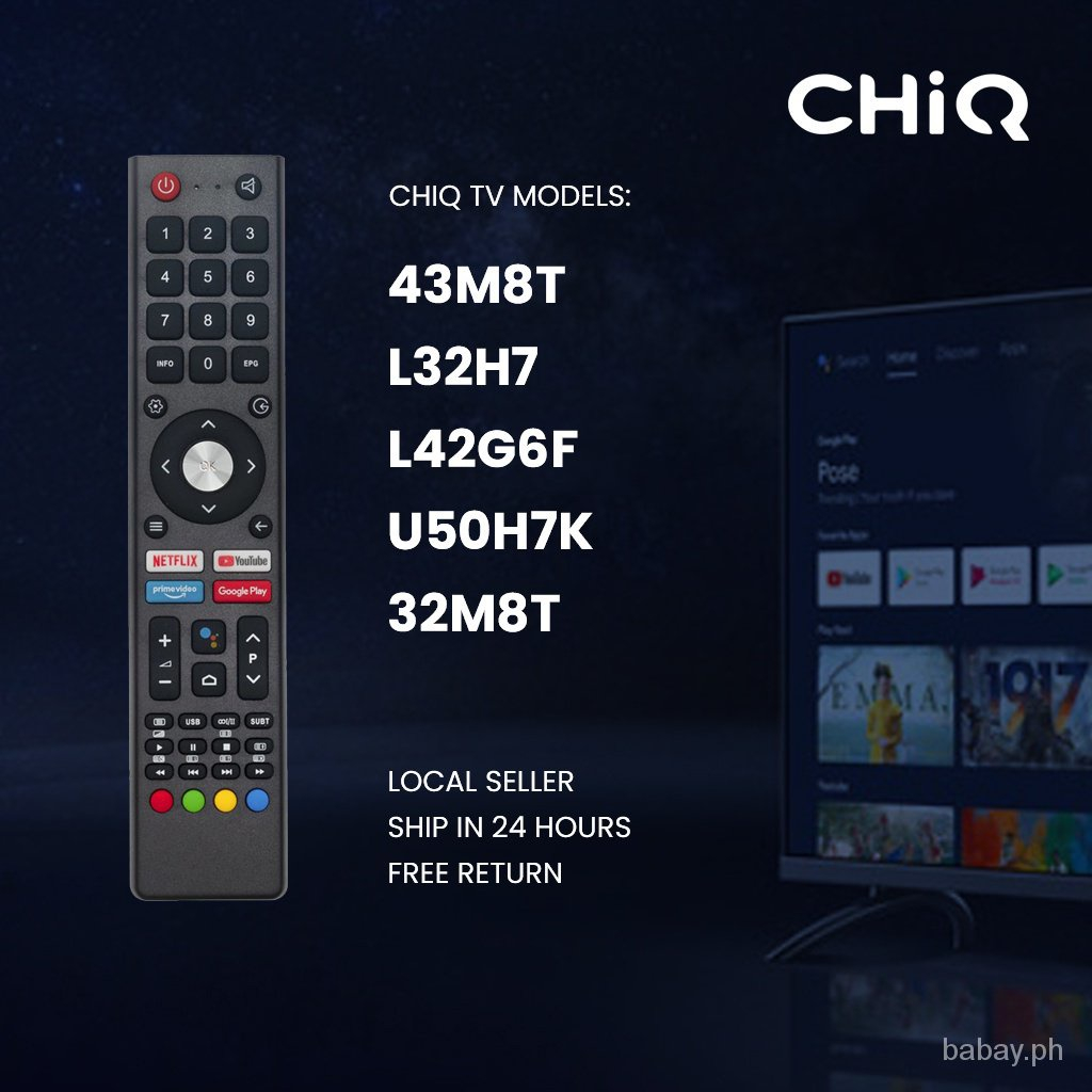 รีโมทคอนโทรลสําหรับ CHIQ TV 43M8T U43H7A U50H7A U55H7A U58H7A U43H7A L32H7S L40H7S L43H7S ไม่มีเสียง