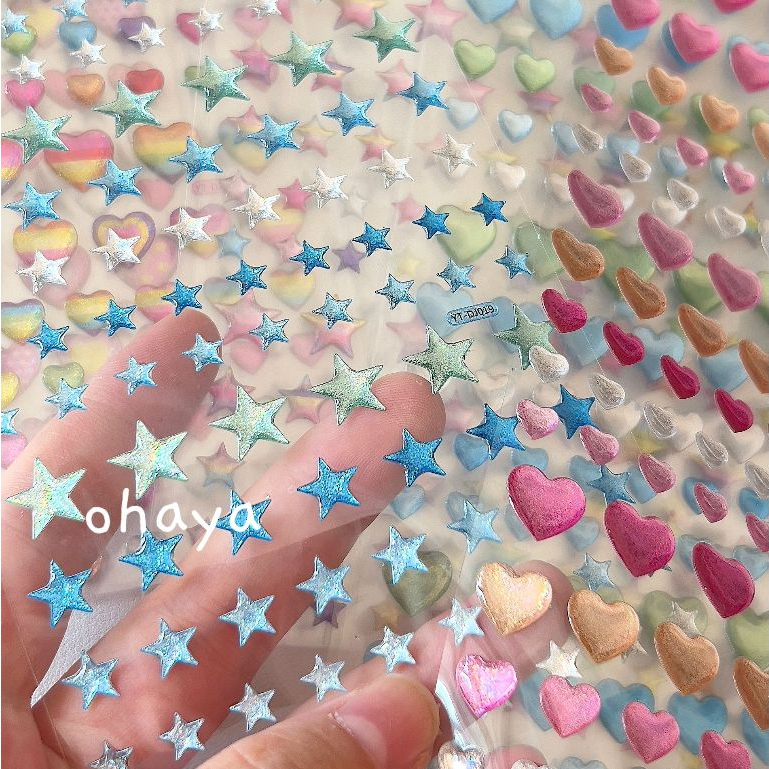 โอยา | Ins สติกเกอร์สามมิติคริสตัล Five-Pointed Star Love สติกเกอร์ตกแต่งเพชรโทรศัพท์มือถือกล้องคู่มือ