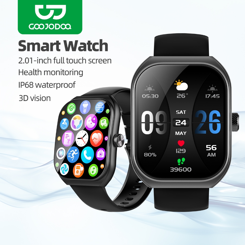 GOOJODOQ FB032 Curve Smart Watch IP68 กันน้ํา 2.01 นิ้วหน้าจอ IPS วอลล์เปเปอร์ที่กําหนดเองระบบการตรวจสอบสุขภาพ