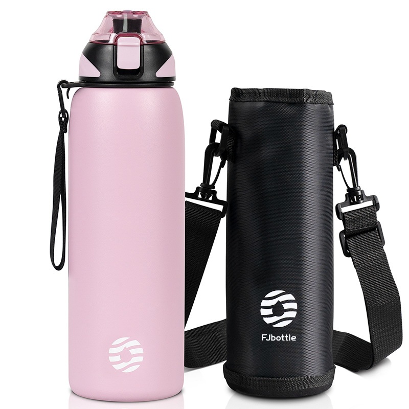 Fjbottle กระติกน้ําร้อน 600 มล./800 มล./1000 มล. แก้วน้ําพร้อมกระเป๋า 304 ขวดน้ําหุ้มฉนวนสแตนเลส