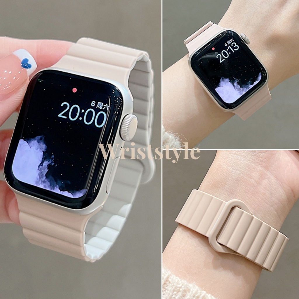 ใหม่ สายนาฬิกาข้อมือซิลิโคน แม่เหล็ก ระบายอากาศ แบบเปลี่ยน สําหรับ สาย applewatch S11 10 9 8 7 6 5 4 3 2 SE3 ULTRA iwatch 49 มม. 46 45 44 42 41 40 38