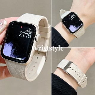 สายนาฬิกาข้อมือซิลิโคน หรูหรา สําหรับ iWatch S10 9 8 7 6 5 4 3 2 1 SE ULTRA smartwatch 49 มม. 46 45 44 42 41 40 38 S9 45 มม.