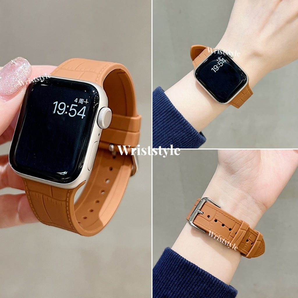 สายนาฬิกาข้อมือซิลิโคน สายหนัง แบบเปลี่ยน สําหรับ Apple Watch S10 9 8 7 6 5 4 3 2 1 SE ULTRA iWatch 49 มม. 46 45 44 42 41 40 38