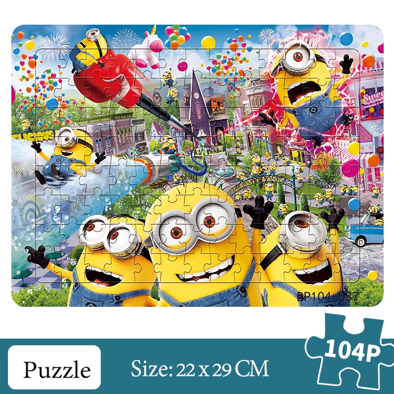 ปริศนาหนา 104 ชิ้นอะนิเมะการ์ตูนตัวละคร Minions Snow White การศึกษาประกอบของเล่นเพื่อการศึกษาเด็กปฐมวัย