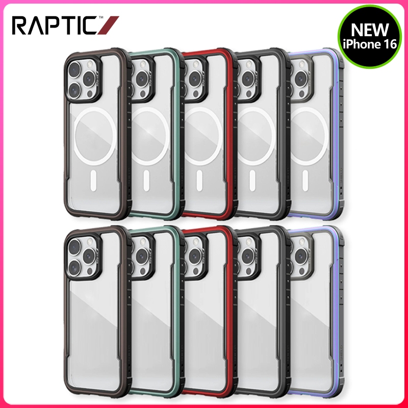 Raptic Shield ทหารเกรด Drop ทดสอบสําหรับ 2024 iPhone 16 Pro Max/16 Pro/16 Plus กันกระแทกเคสใสกรอบอลูมิเนียมทนทาน X-Doria กรณี