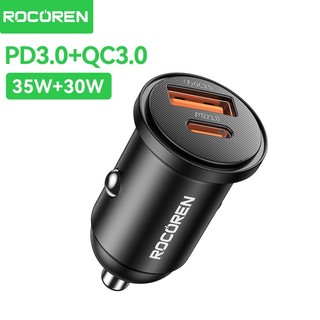 Rocoren Mini USB Car Charger PD 35W QC 30W Type C USB Fast charging สําหรับโทรศัพท์ในรถยนต์