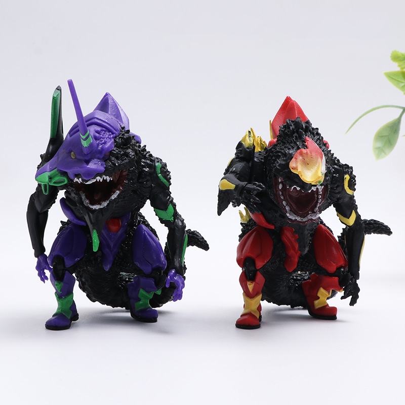 2 ชิ้น/เซ็ต 8 ซม.อะนิเมะ Neon Genesis Evangelion Godzilla Monster EVA Godzilla Crimson โหมด Q รุ่น PVC Action Figures ตุ๊กตาของเล่น