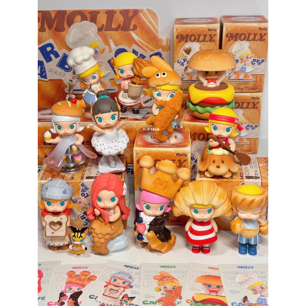 ของแท้ POPMART MOLLY Carb Lover Series คนที่รักขนมปัง Baking Time ของเล่นศิลปะอย่างเป็นทางการของขวัญคริสต์มาส