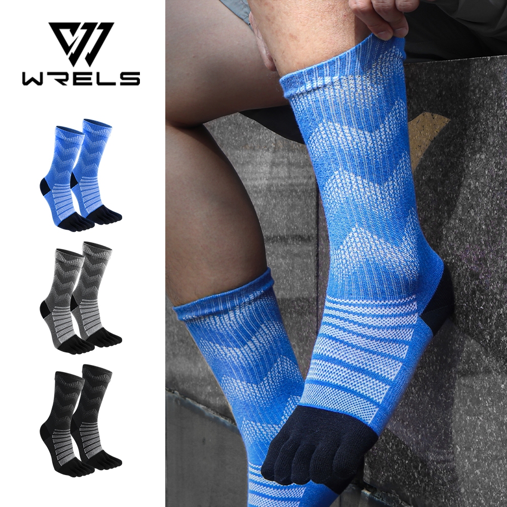 WRELS ถุงเท้าขนสัตว์ถุงเท้าวิ่งห้านิ้ว Unisex กลางลูกวัวถุงเท้าสูงสบาย Breathable Anti-Blister สําหรับมาราธอนวิ่งเทรล HikingTravel