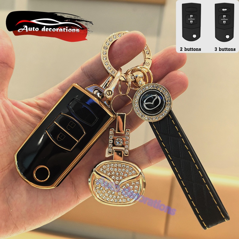Mazda 2 Mazda 3 CX-3 CX-5 CX-30 เคสกุญแจรถ tpu key shell Mazda พวงกุญแจสีขาวสีดําสีเทาสีเขียว 2/3 ปุ่ม
