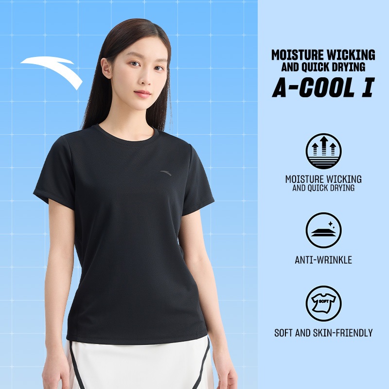ANTA เสื้อผู้หญิงแขนสั้น แห้งเร็ว ระบายอากาศดี สวมใส่สบาย เรียบง่ายและอเนกประสงค์ 962427101