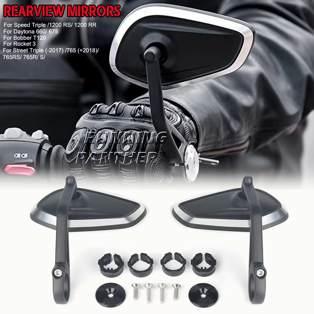 เหมาะสําหรับ Triumph Street Triple S 765RS R Trident 660 Daytona กระจกมองหลังรถจักรยานยนต์ Handlebar End กระจกมองหลัง