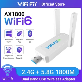WIFI FIY การ์ดไวไฟ USB3.0 1800Mbps รับสัญญาณ 5Ghz/2.4Ghz Dual Band + Bluetooth 5.3 สําหรับคอมพิวเตอร์ PC/Laptop Windows