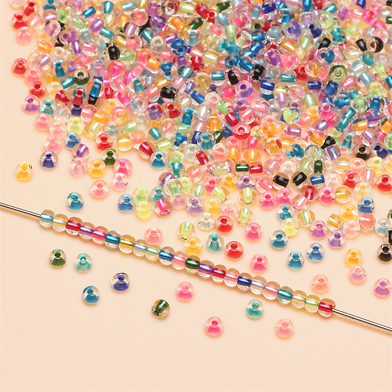2 3 4 มม. 10 กรัม/ถุงผลิตในจีน, ลูกปัดข้าวแก้วซุปเปอร์บีแกนย้อมโปร่งใสผ้าไหมโดปามีนเรืองแสงสําหรับอุปกรณ์เครื่องประดับ ทําเอง ของขวัญวันเกิด - รูปที่ 2