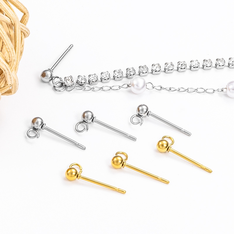 สแตนเลสเชื่อมแหวนลูกปัดหู Pin diy ต่างหูแหวน 18k ชุบทอง Hypoallergenic อุปกรณ์เสริม