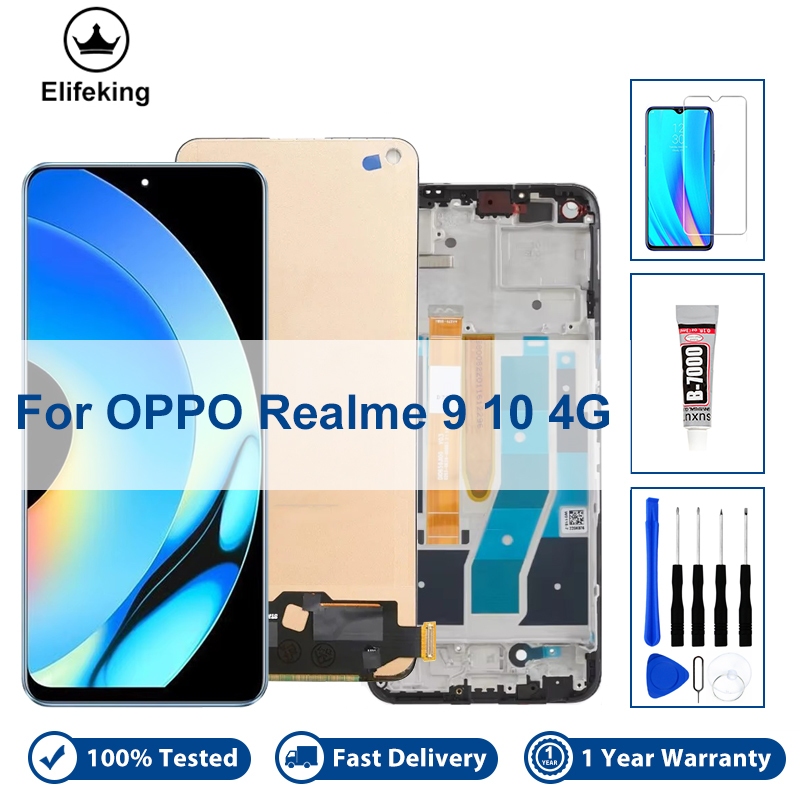 คุณภาพสูง LCD สําหรับ OPPO Realme 9 4G 10 4G RMX3521 RMX3630 จอแสดงผล Touch Screen Assembly กรอบเปลี่ยน