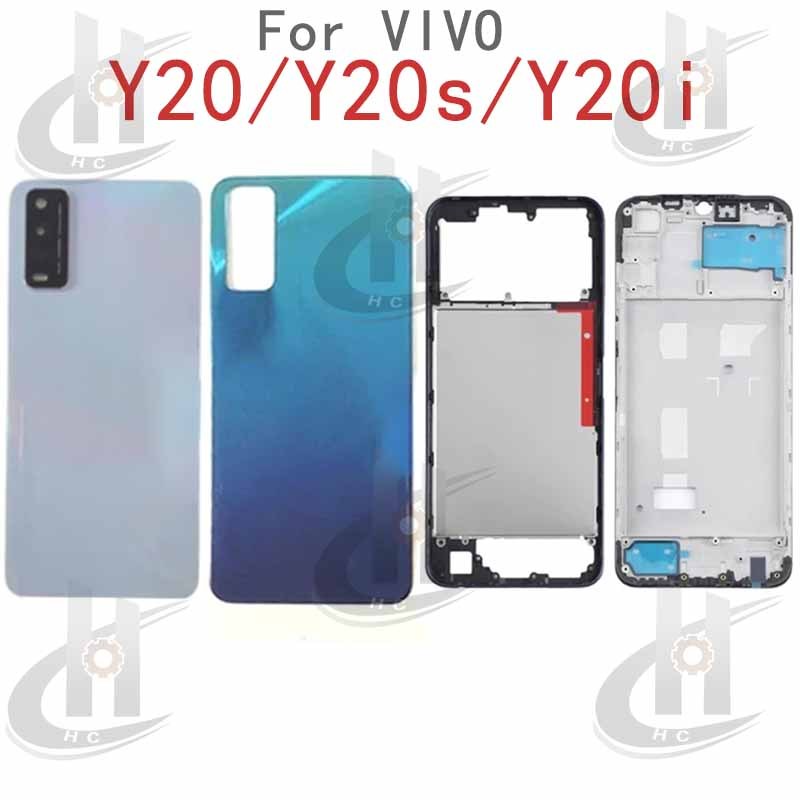 สําหรับ Vivo Y20 Y20S G Y20i Y12S Y12A แบตเตอรี่ฝาหลังกรอบกลาง + ปุ่ม + LCD กรอบด้านหน้า + เลนส์กรอบกล้อง