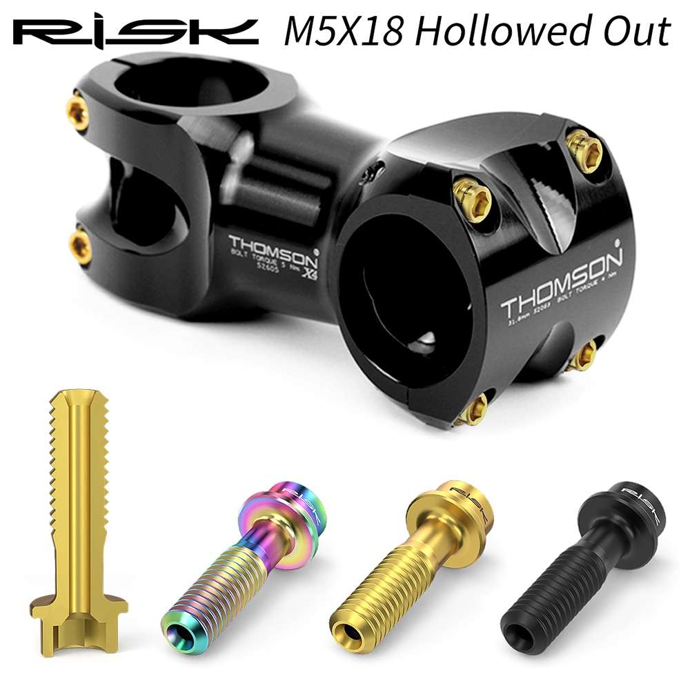 Risk สกรูยึดคอแฮนด์จักรยาน ไทเทเนียม SL M5*18 มม. TC4 SL 6 ชิ้น