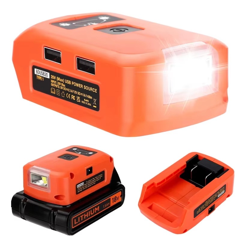 เครื่องชาร์จอะแดปเตอร์แบตเตอรี่สําหรับ Black&Decker 14.4-20V แบตเตอรี่ Li-Ion, 3W 140LM ​​ไฟ LED ทํา