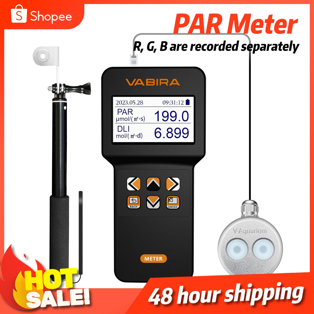 Vbr-aqua IP68 PAR Meter สําหรับพิพิธภัณฑ์สัตว์น้ํา,Reef.R,G,B PAR ต้านทานด้วยก้านยืดไสลด์ 3FT