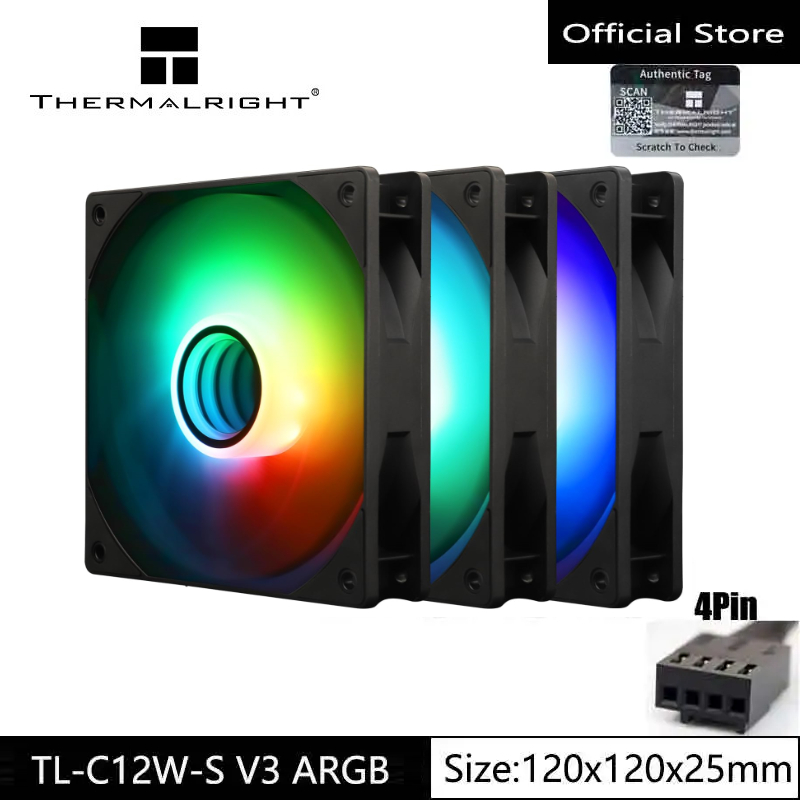 Thermalright TL-C12B-S ARGB Case Fan 120 มม.แชสซีพัดลมระบายความร้อน Infinite Mirror Light Fan 4pin PWM Silent Cooler Fan