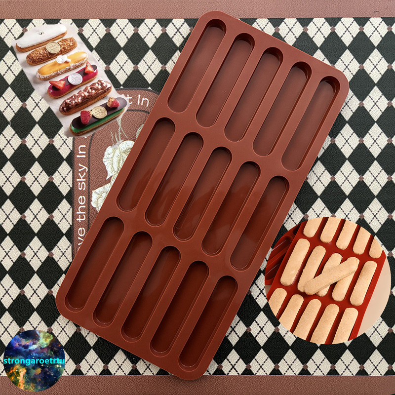 Strongaroetrtu Tiramisu Finger คุกกี ้ ซิลิโคนเชิงพาณิชย ์ Non-Diy เครื ่ องมืออบสําหรับครัวเรือนทนอุณหภูมิสูง 15 Die TH