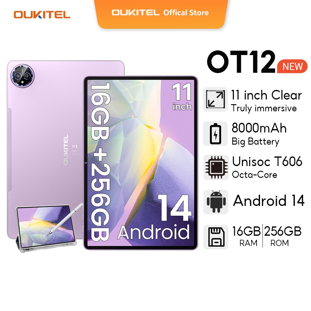 [สต็อกท้องถิ่น] OUKITEL OT12 Android 14 16GB+256GB 11 นิ้วคริสตัล-จอแสดงผลคมชัด 8000mAh ลําโพงคู่ Dolby Nano ซิมการ์ด 13MP+5MP Widevine L1 รองรับแท็บเล็ต TV SUKID