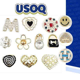 USOQ Charm for Crocs Jibbit การ์ตูนเครื่องประดับทองถ้ํารองเท้าหัวเข็มขัด DIY อุปกรณ์เสริม  Charm  ปุ่ม