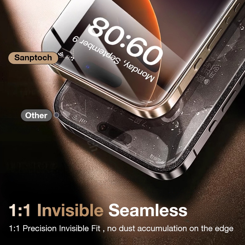 Auto-installsantuch 9H ความแข็งสูงแบบเต็มหน้าจอสําหรับ iPhone 16 15 14 13 12 Pro Max กระจกนิรภัยสําหรับ iPhone 16 15 14 Plus ความเป็นส่วนตัว HD Clear ฝุ่นป้องกันฟิล์ม