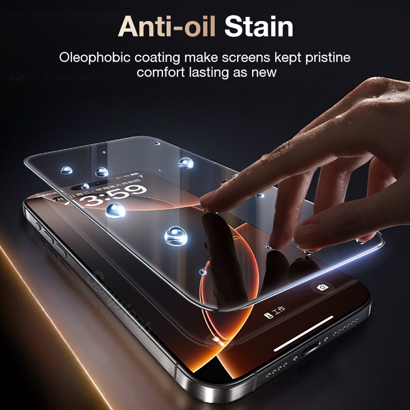 Auto-installsantuch 9H ความแข็งสูงแบบเต็มหน้าจอสําหรับ iPhone 16 15 14 13 12 Pro Max กระจกนิรภัยสําหรับ iPhone 16 15 14 Plus ความเป็นส่วนตัว HD Clear ฝุ่นป้องกันฟิล์ม