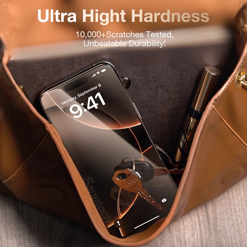 Auto-installsantuch 9H ความแข็งสูงแบบเต็มหน้าจอสําหรับ iPhone 16 15 14 13 12 Pro Max กระจกนิรภัยสําหรับ iPhone 16 15 14 Plus ความเป็นส่วนตัว HD Clear ฝุ่นป้องกันฟิล์ม