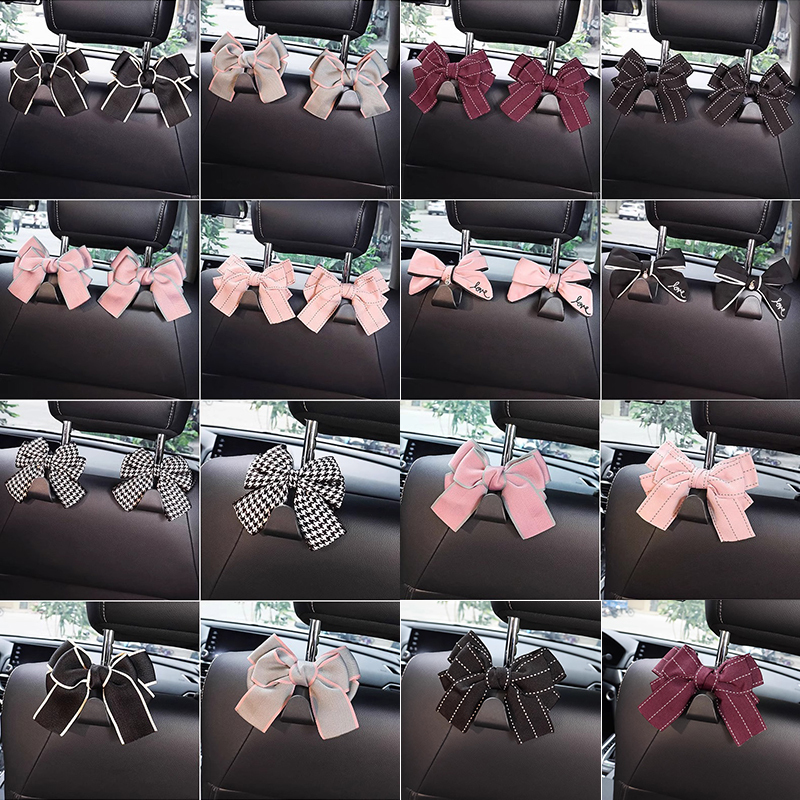 แฟชั่น Bowknot Car Seat Back Hook แขวนผู้ถือรถยนต์แขวนอุปกรณ์ตกแต่งภายใน