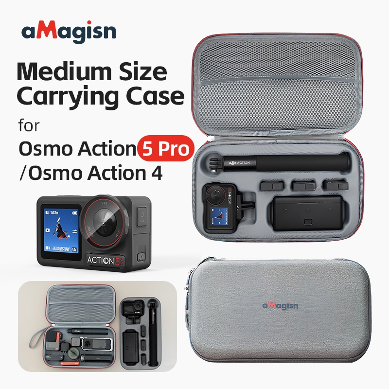 สําหรับ DJI Osmo Action 5 Pro/4/3 กระเป๋าเก็บของความจุขนาดใหญ่กล่องป้องกันอุปกรณ์เสริมสําหรับกล้องมือถือ