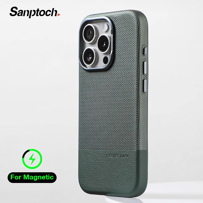 Sanptoch เคสหนังหรู คลาสสิกพร้อมแม่เหล็กสำหรับ iPhone 17/16/15/14/13 PRO MAX (กันกระแทก) ใช้งานร่วม Magsafe ได้