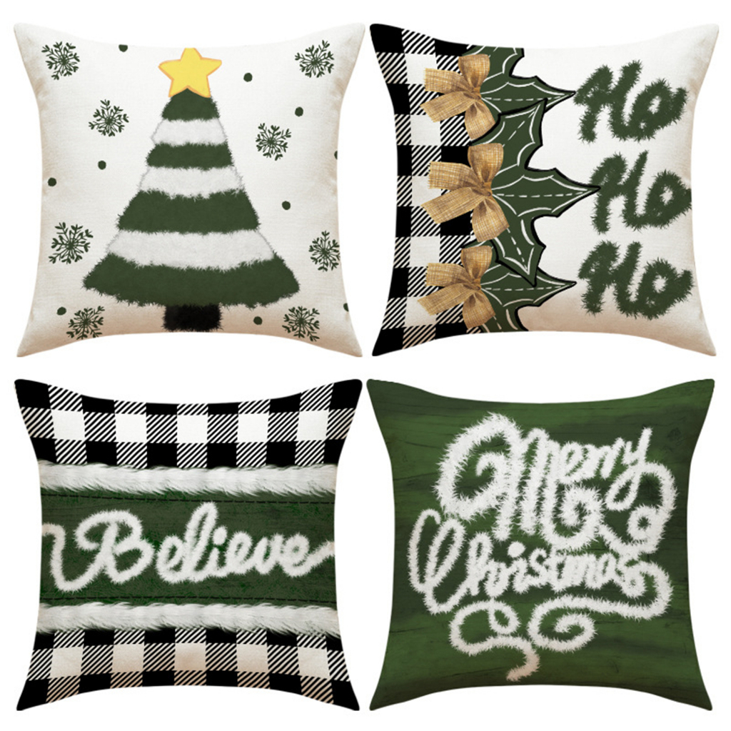 Green christmas snowman ปลอกหมอนผ้าฝ้ายผ้าลินิน 7070.6565.6060.5050.45 mate45.4040.ปลอกหมอนอิงโซฟาหน้าแรกตกแต่งคริสต์มาสของขวัญ