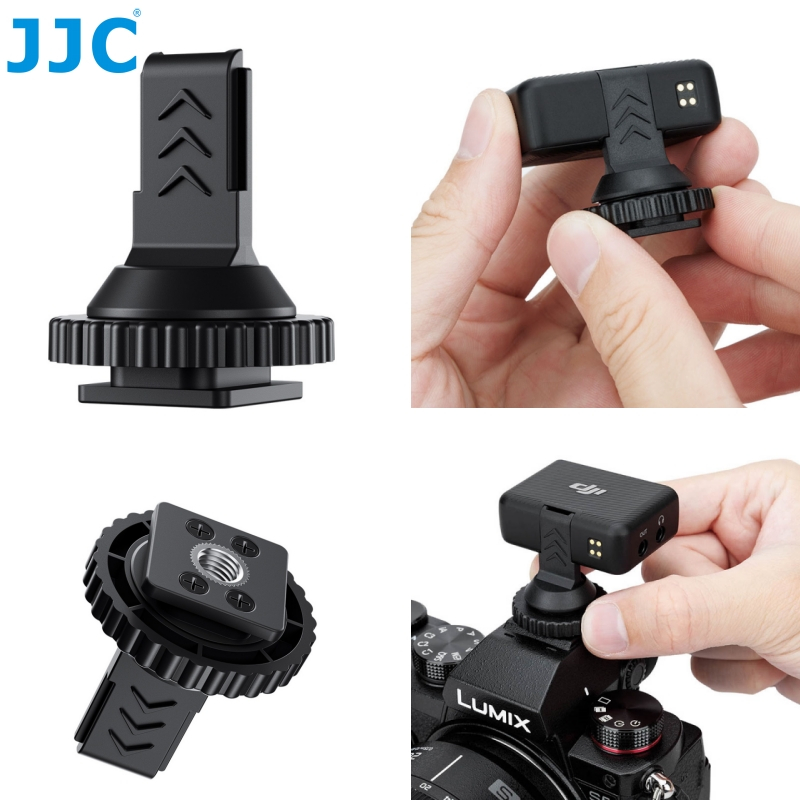 JJC DJI Cold Shoe Adapter อะแดปเตอร์รองเท้าเย็นสําหรับติดตั้ง DJI Mic 2/ Mic Mini/ Mic ไมโครโฟนไร้สายสําหรับกล้องรองเท้าร้อนหรือขาตั้งกล้องสําหรับ Vlog Livestreams TikTok การบันทึกวิดีโอ